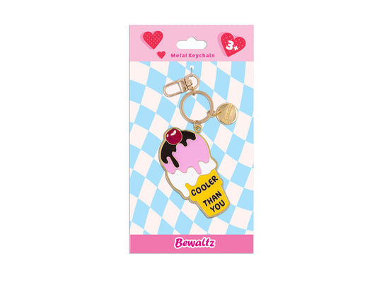 Glitter Metal Keychain - Ice Cream Cone