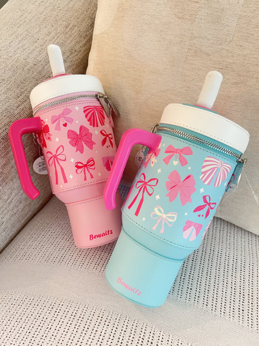 Take A Sip Water Cup-Elegant Bows Pink Crossbody