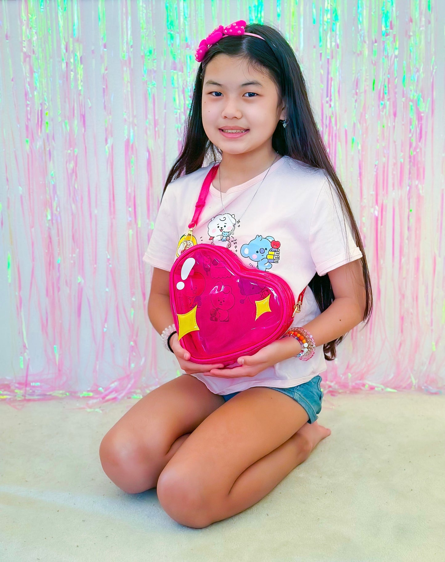 NEW! Jelly Fruit Handbag -Pink Heart w/Sparkles 💖