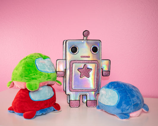 Reversible Duo-Color Alien Plushie - Red/Blue