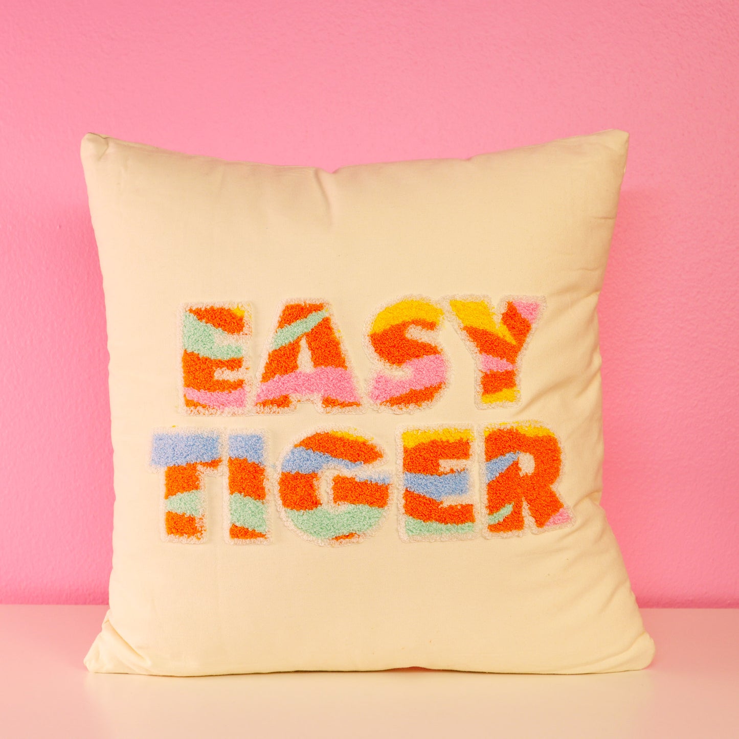 Square Hook Pillow - Easy Tiger