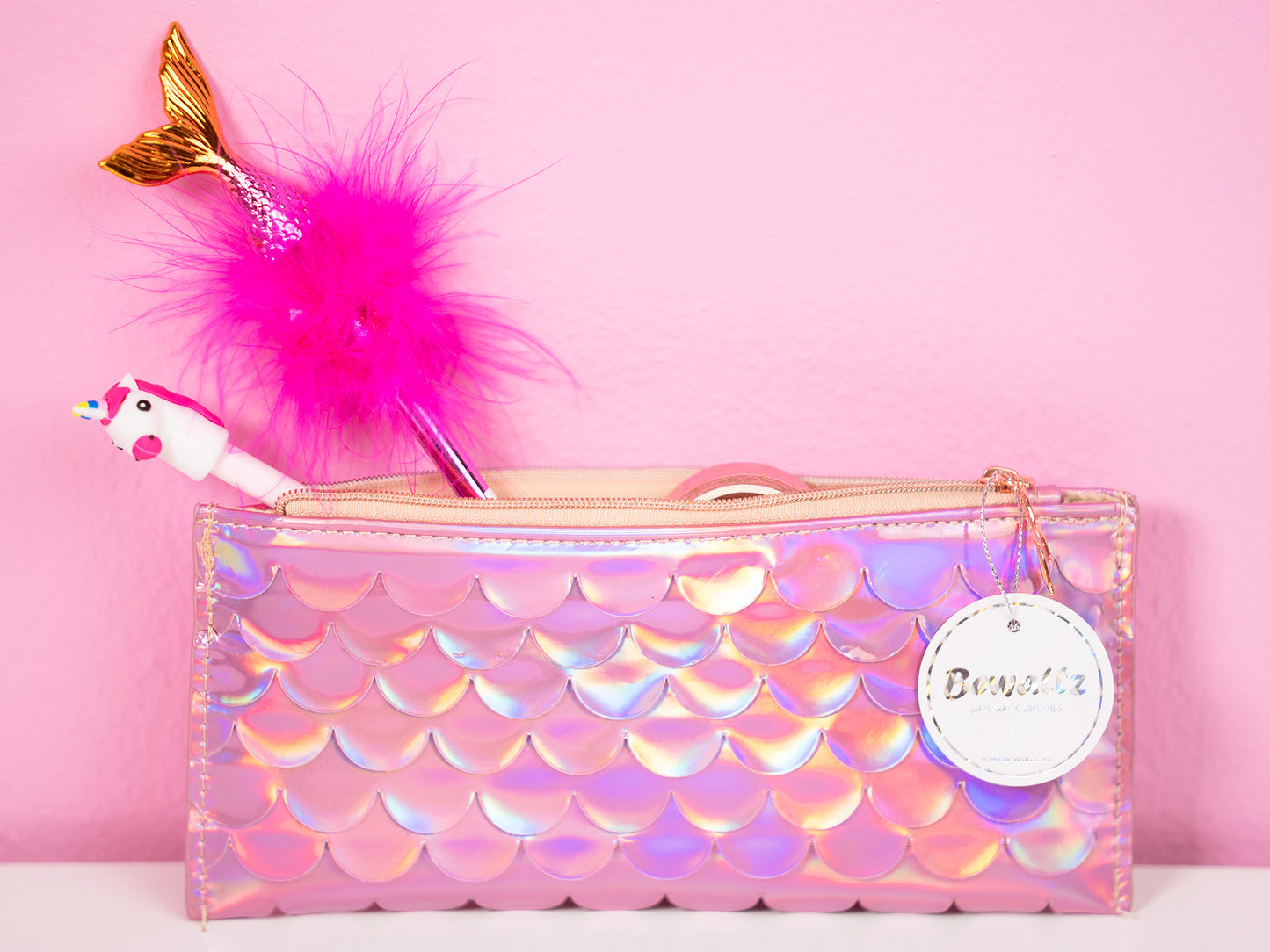 Holographic Scales Pencil Pouch - Pink - Bewaltz
