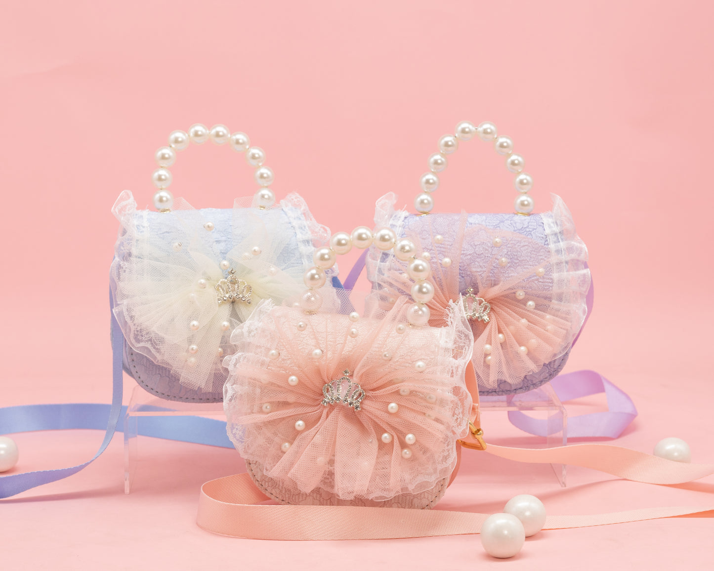 Mini Pearly Lace Crown Crossbody Purse