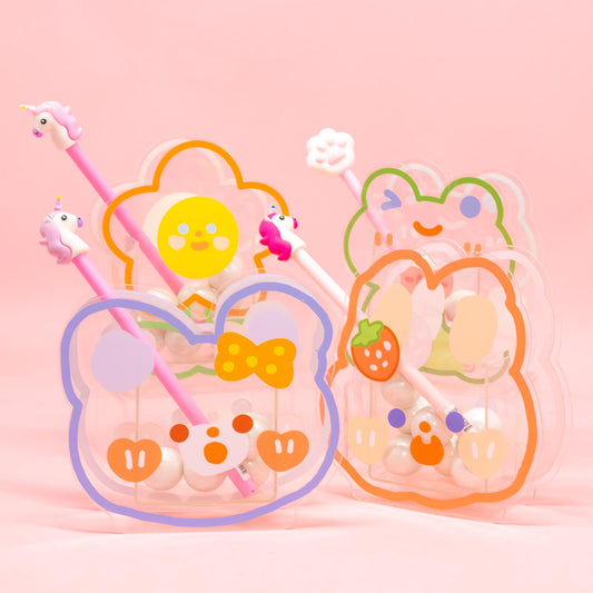 Clear Acrylic Pen Holder - Pink Bunny