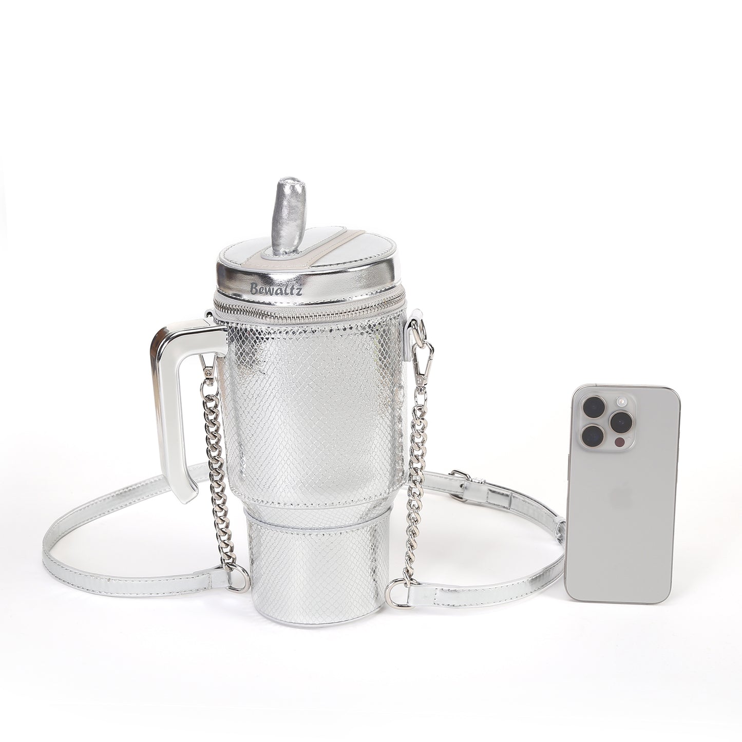 Take A Sip Water Cup-Silver Crossbody