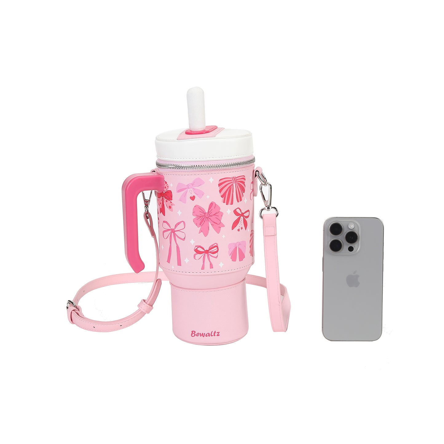 Take A Sip Water Cup-Elegant Bows Pink Crossbody