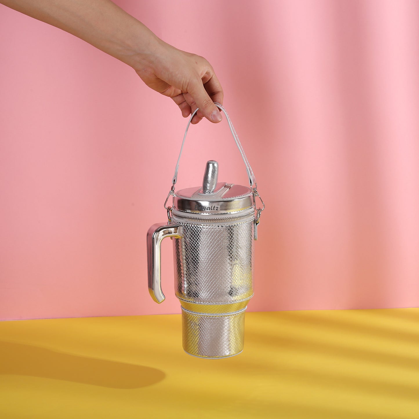 Take A Sip Water Cup-Silver Crossbody