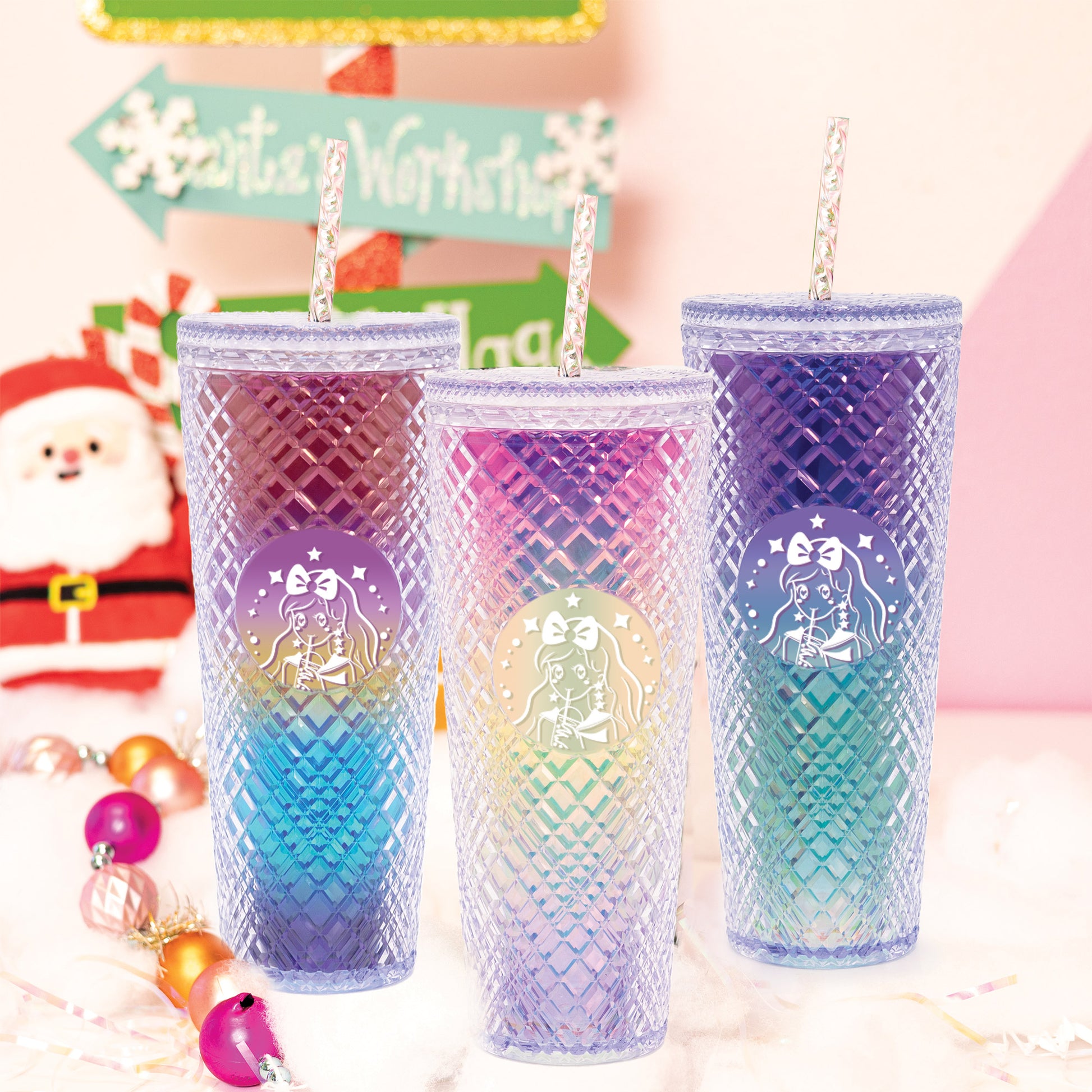 Tall Dazzling Jewel Holographic Tumbler - Rainbow