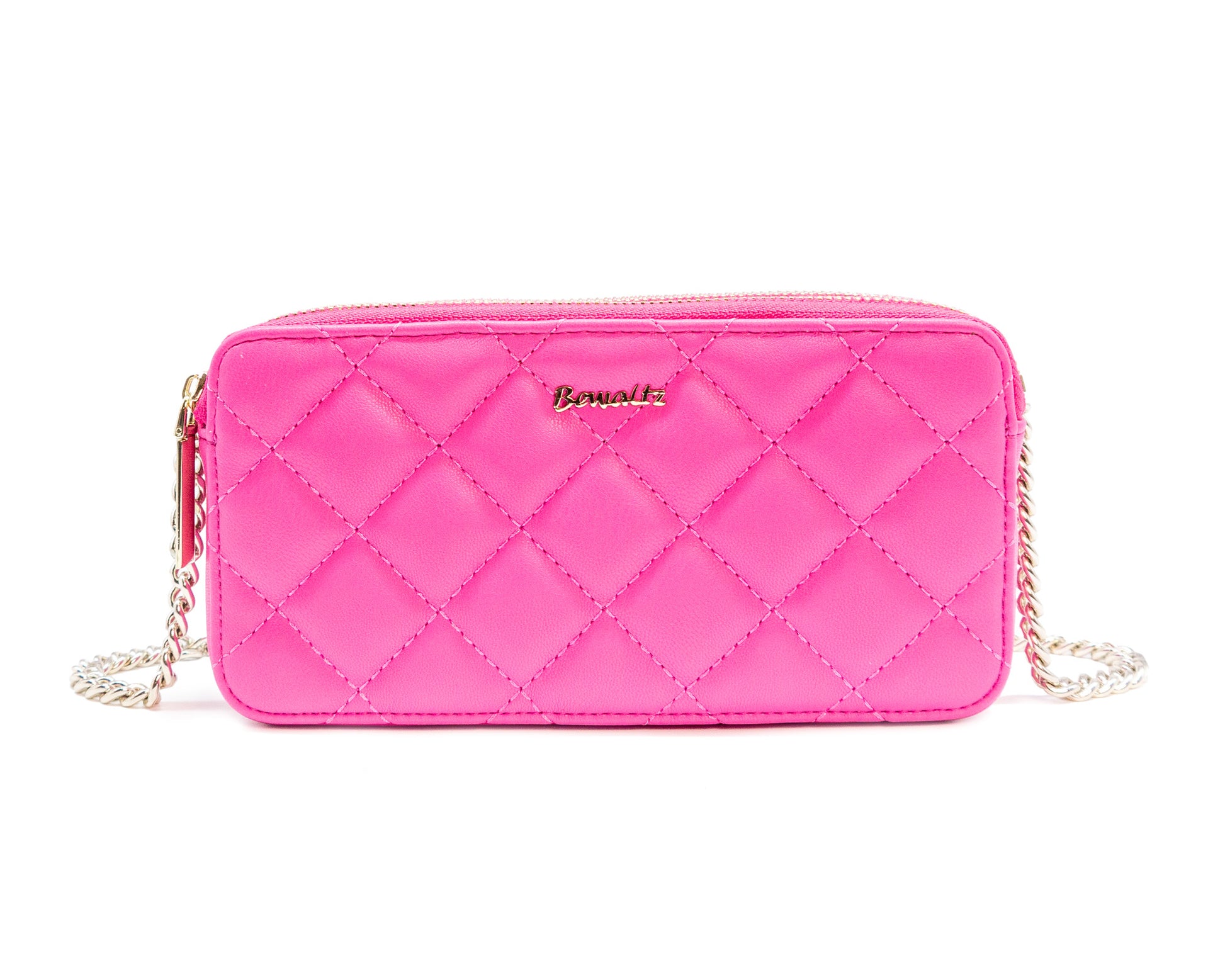 Pink Quilted Pu Chain-Strap Purse