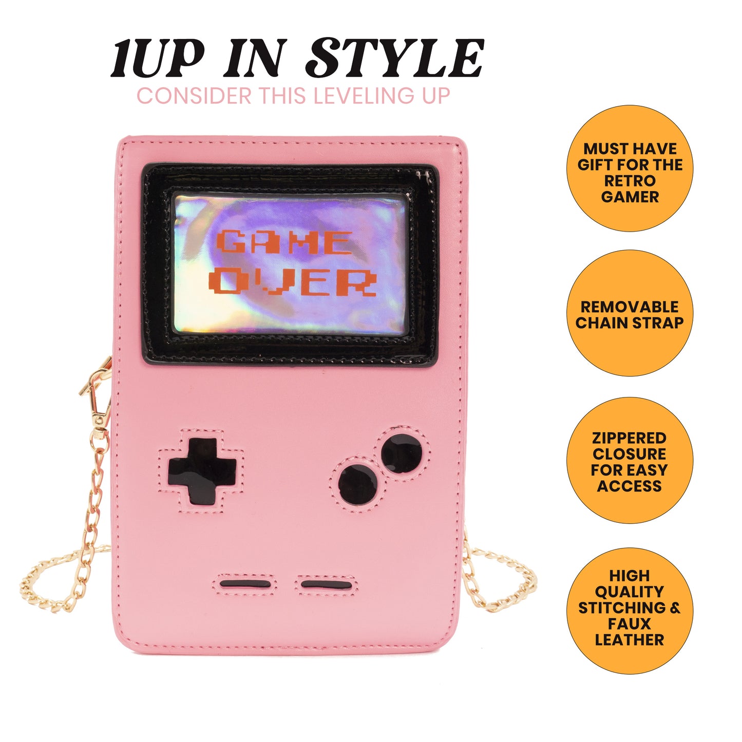 Retro 8-Bit Gamer Handbag Pink - Bewaltz