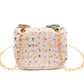 Mini Tweed Pearly Florals Crossbody - Pink