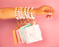 Beaded Bracelet Card Holder with Tassel Set - 12pc Solid Colors