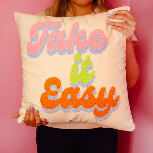 Square Hook Pillow - Take it Easy