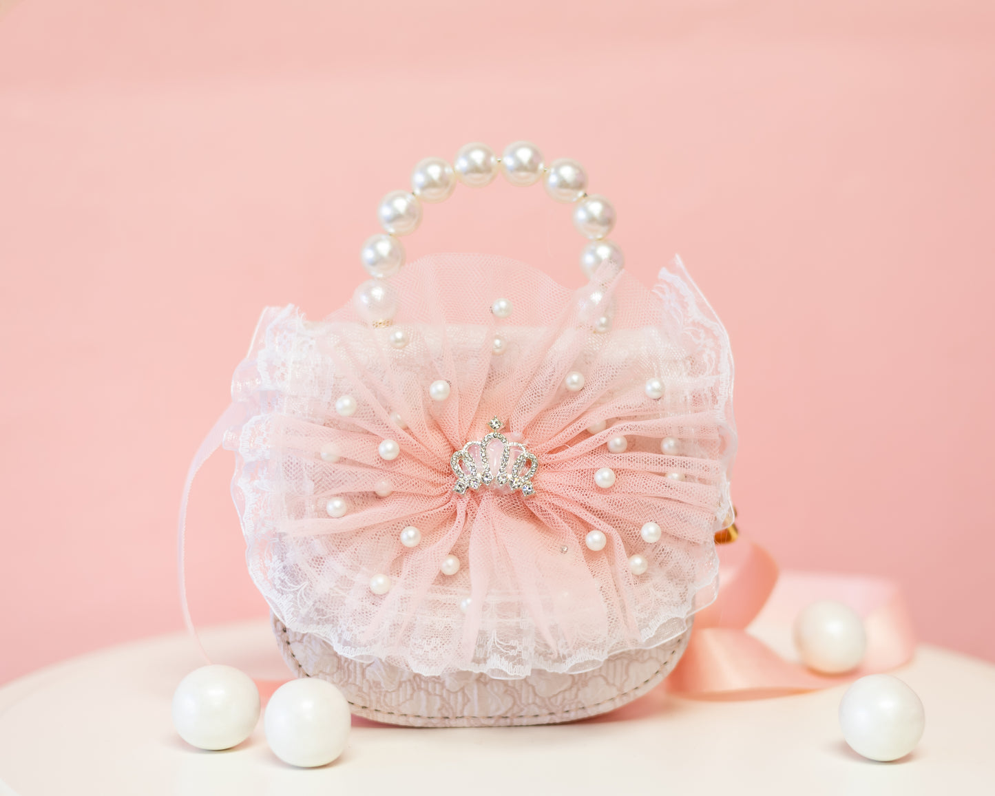 Mini Pearly Lace Crown Crossbody Purse