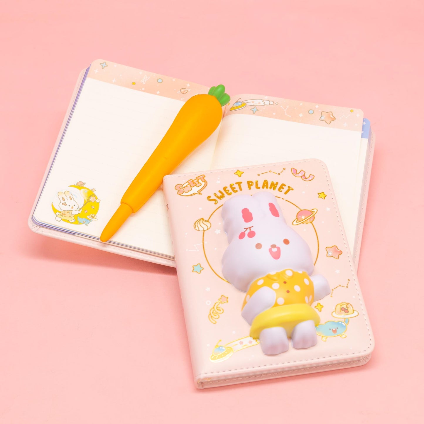 Cute Squishy Hardcover Notebook_Cherry Bunny
