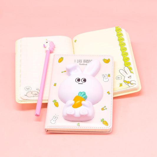 Cute Squishy Hardcover Notebook_Carrot Bunny