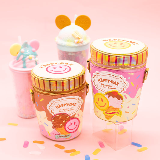 Happy Daz Ice Cream Tub Handbag - Strawberry
