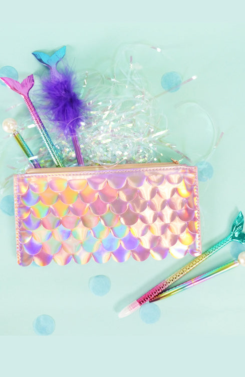Holographic Scales Pencil Pouch - Silver - Bewaltz