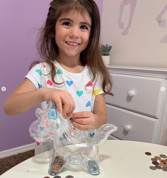 Clear Unicorn Piggy Bank - Blue
